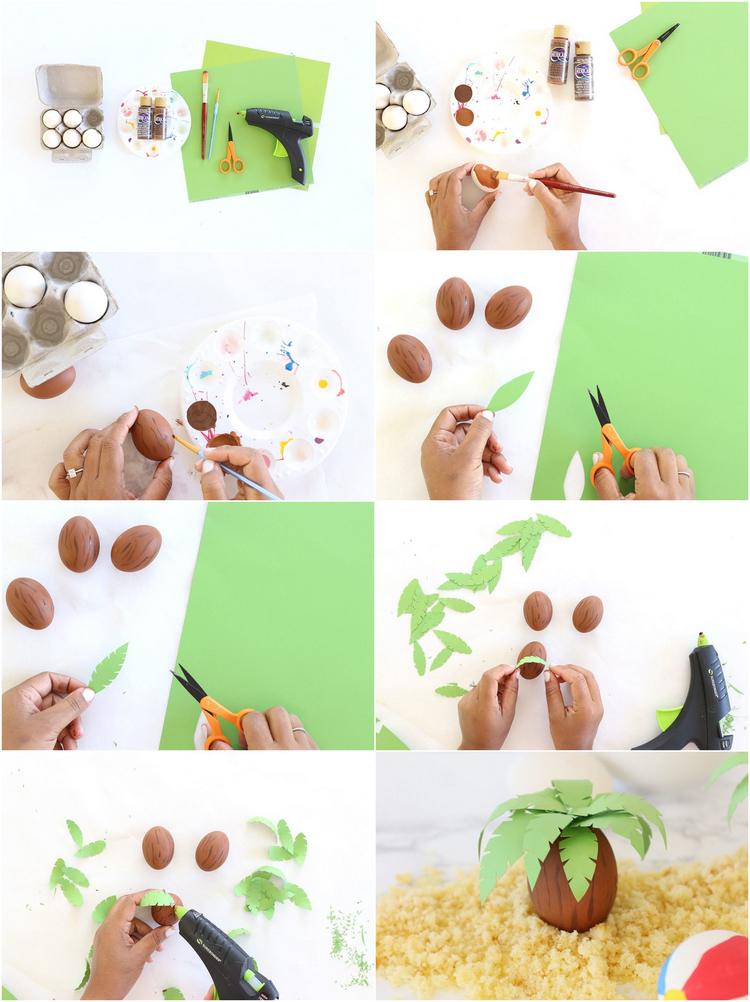 DIY Palm Tree Easter Eggs easy instructions