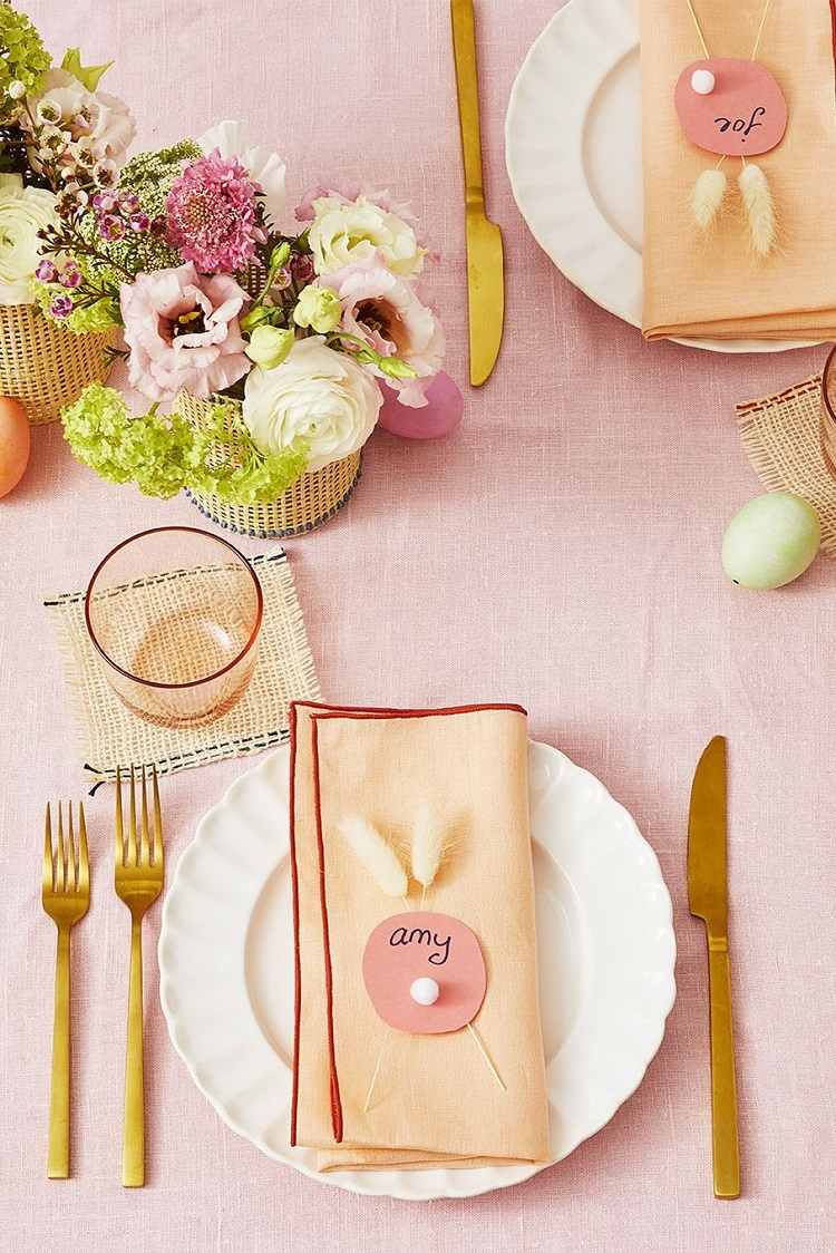 DIY bunny tail place setting easter napkin decorations