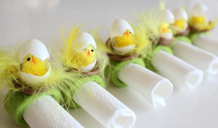 DIY easter napkin ring chicks table decor ideas