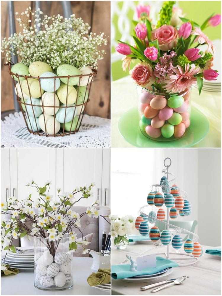 Easter eggs compositions festive table centerpiece ideas