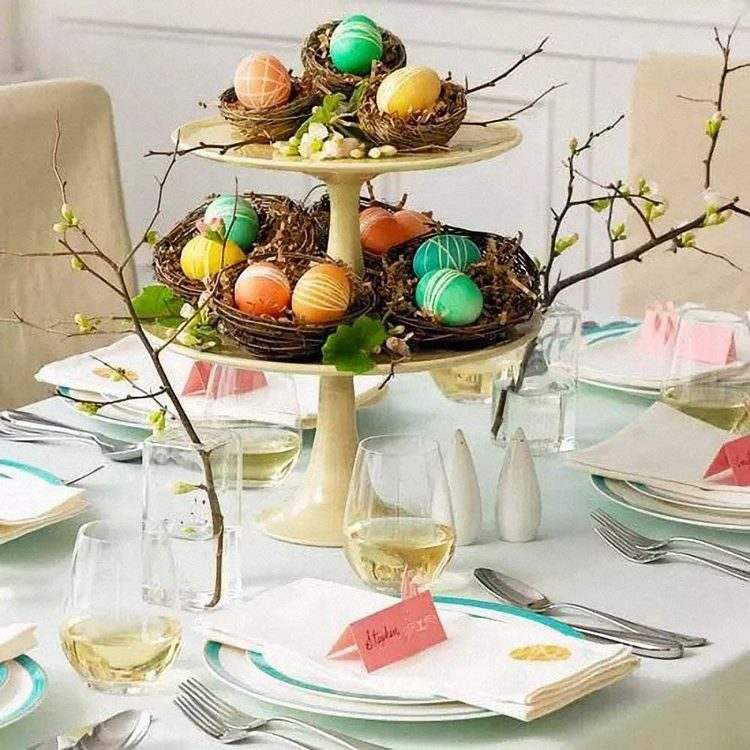 Easter eggs compositions for the festive table