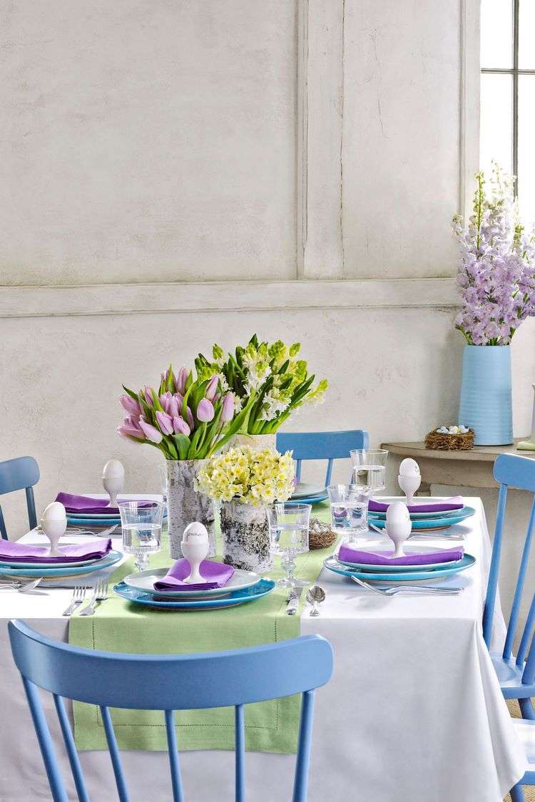 Superb Easter table decor ideas textile colors