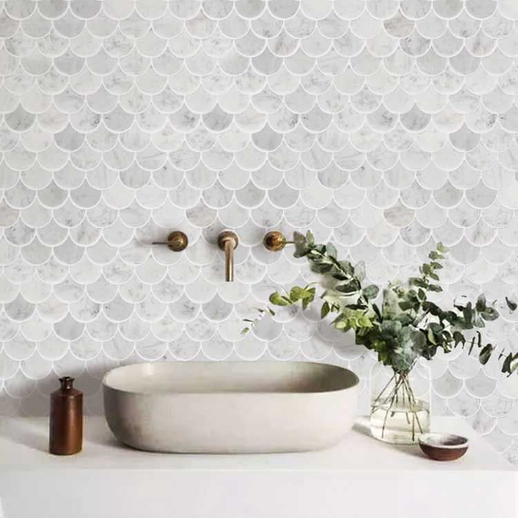 bathroom design and decor ideas marble fish scale tile