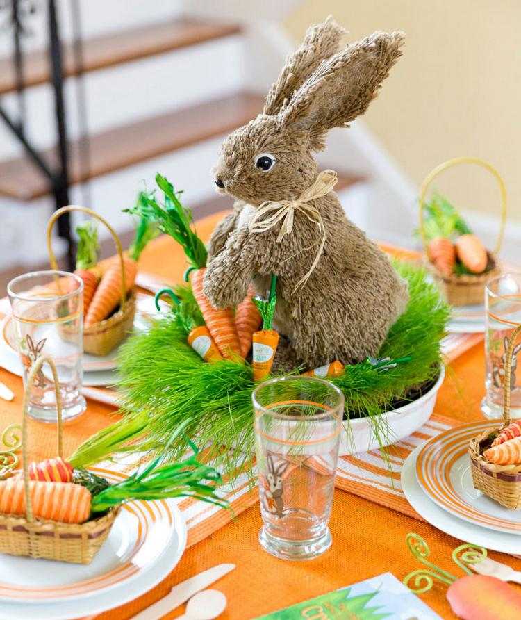 bunny and carrots Easter table decorating ideas