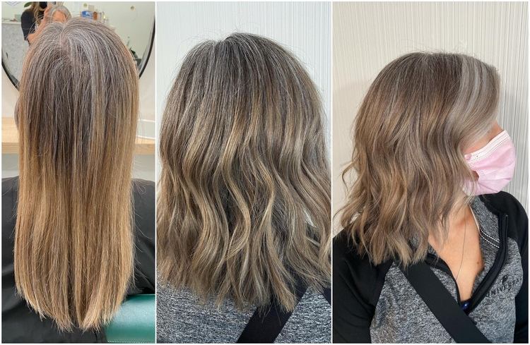 conceal gray hair with highlights