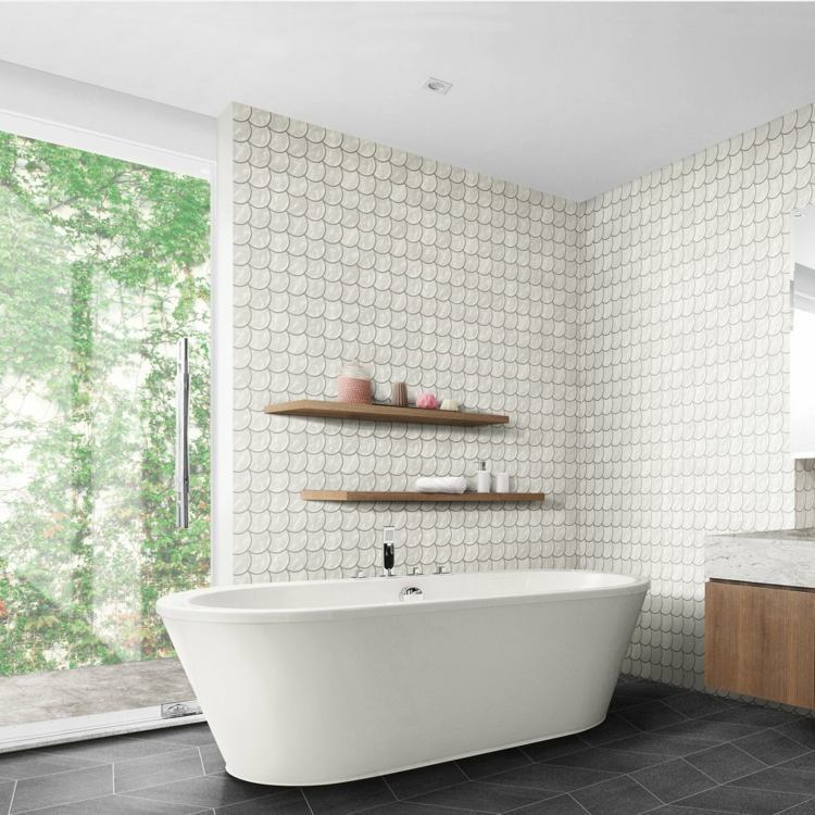 contemporary bathroom design tiles white fish scales