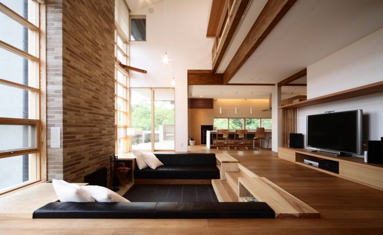 contemporary homes with sunken sitting area