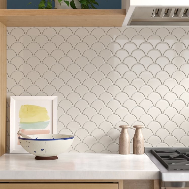 fish scale porcelain tile modern kitchen backsplash ideas