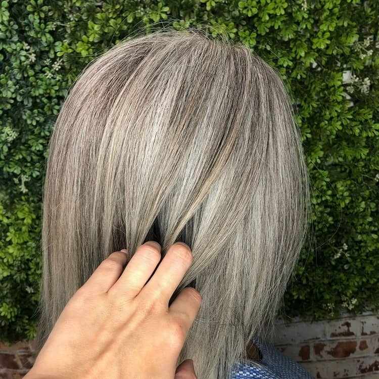 gray hair ash blonde strands