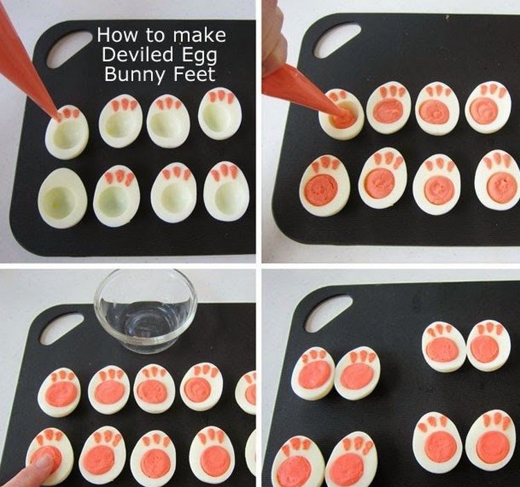 kid friendly fun food ideas how to make bunny feet deviled eggs