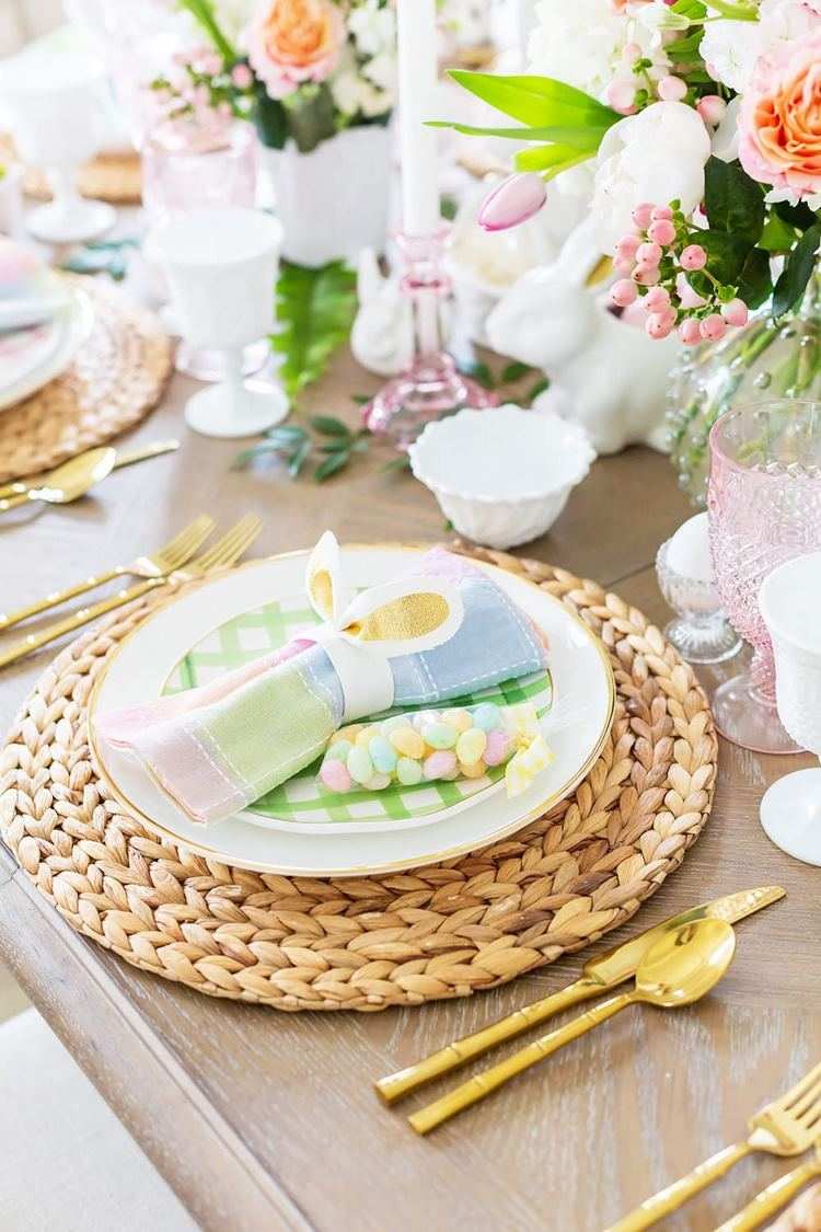 pastel easter table decor place setting ideas