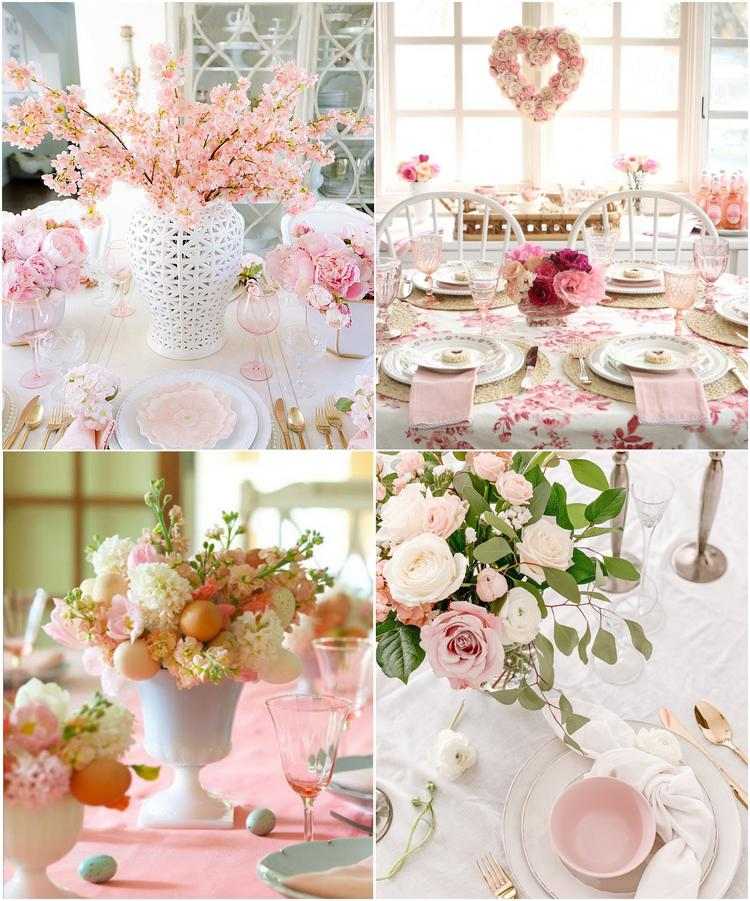 spring and Easter table decorating ideas in white and pink
