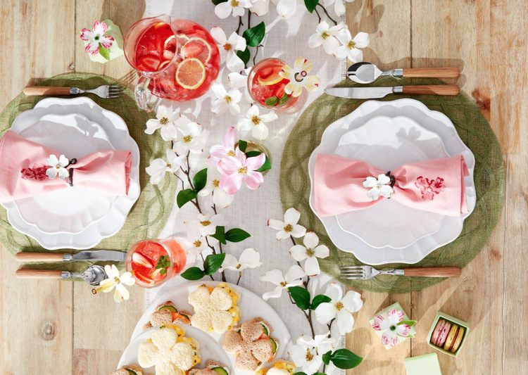spring and easter tablescape ideas white pink decor