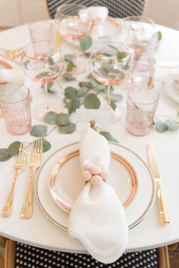 tender blush and white easter table decor gold accents