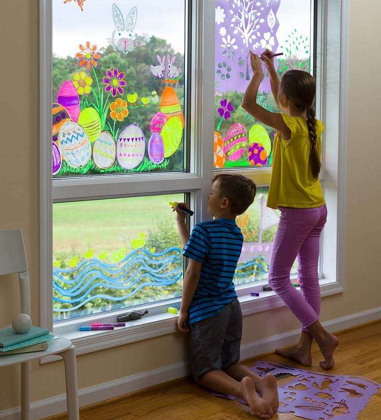 DIY Easter window decorations kids craft ideas