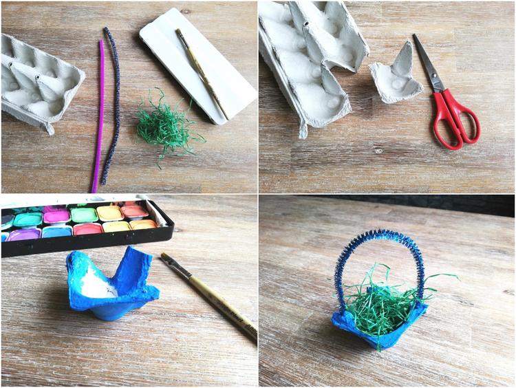DIY Mini Egg carton Easter baskets step by step