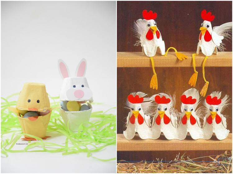 DIY cute easter animals from egg cartons