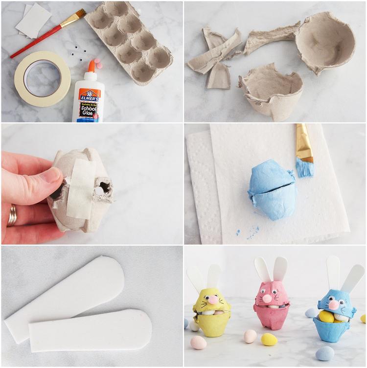 Easter Craft ideas for Kids DIY Egg Carton Bunny tutorial