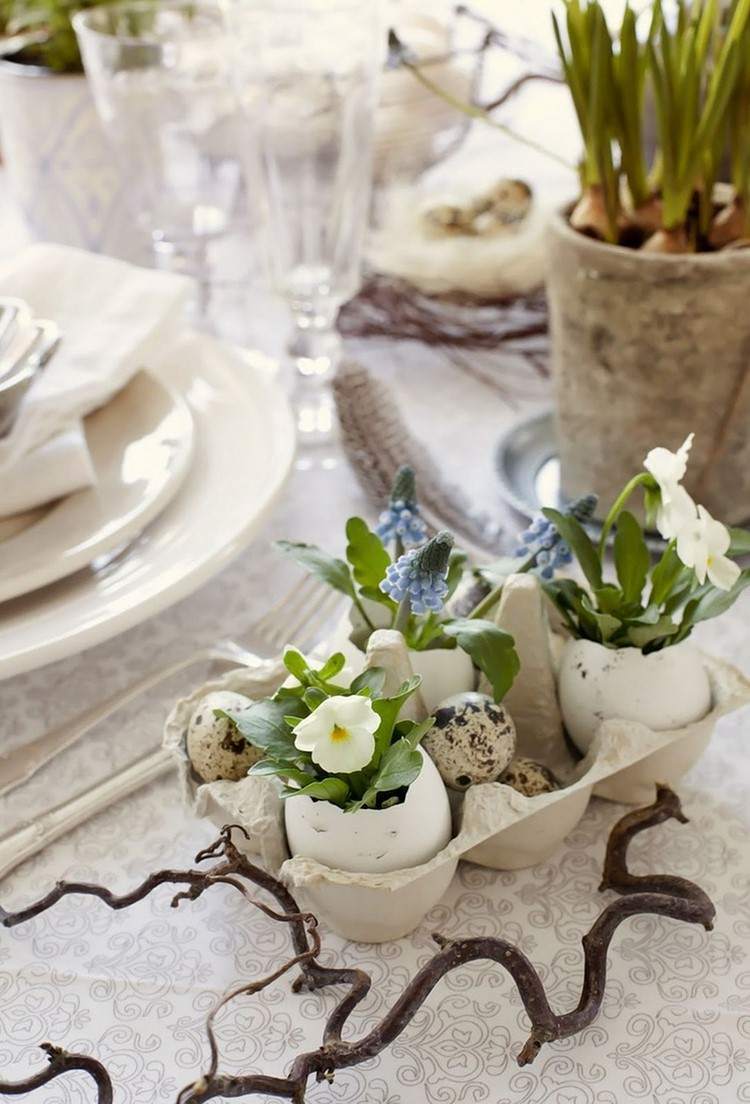 Easter table decor ideas egg cartons eggshell planters