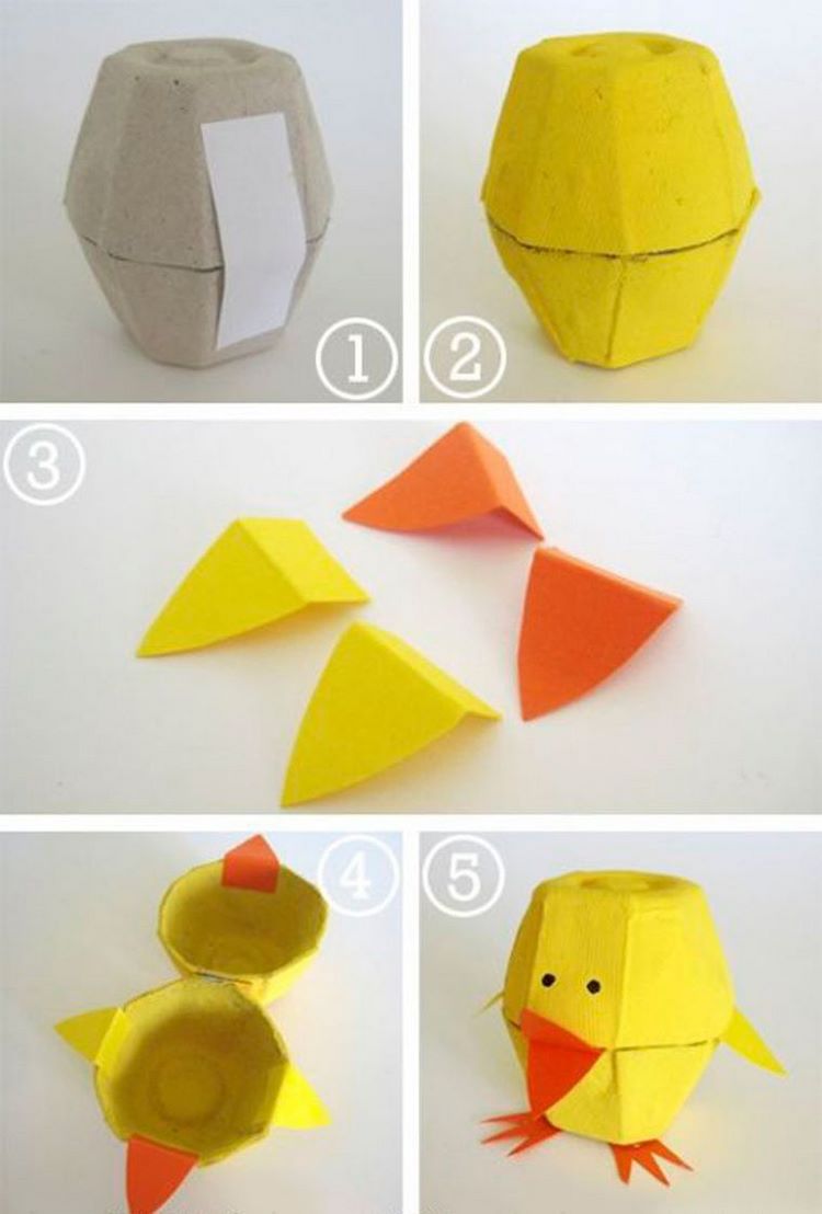 Egg Carton Easter Crafts how to make cute chickens tutorial