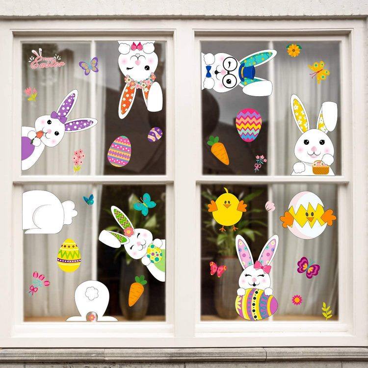 Super easy Easter window decorating ideas with stickers