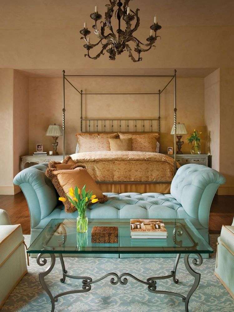 bedroom design and decor ideas sofa in tiffany blue color