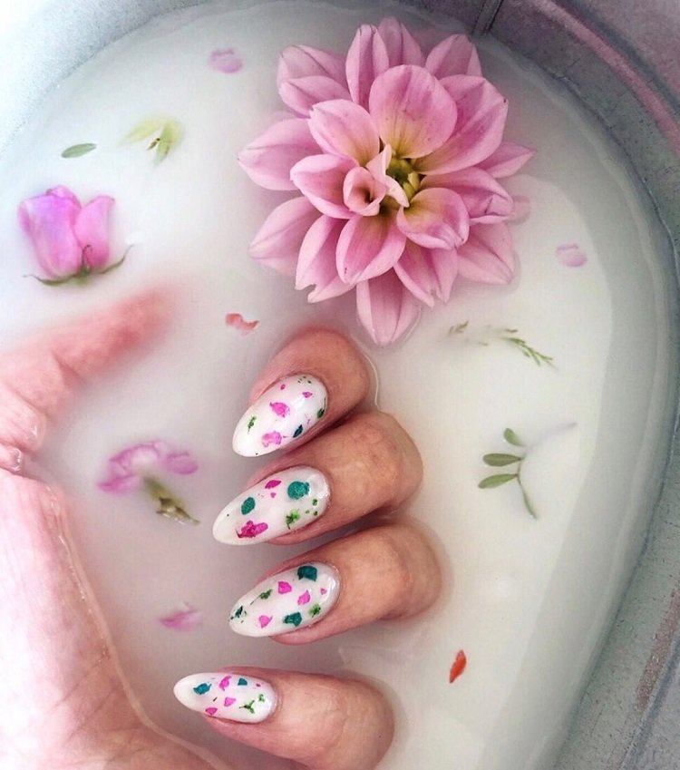 feminine nail art milk bath nails manicure art ideas