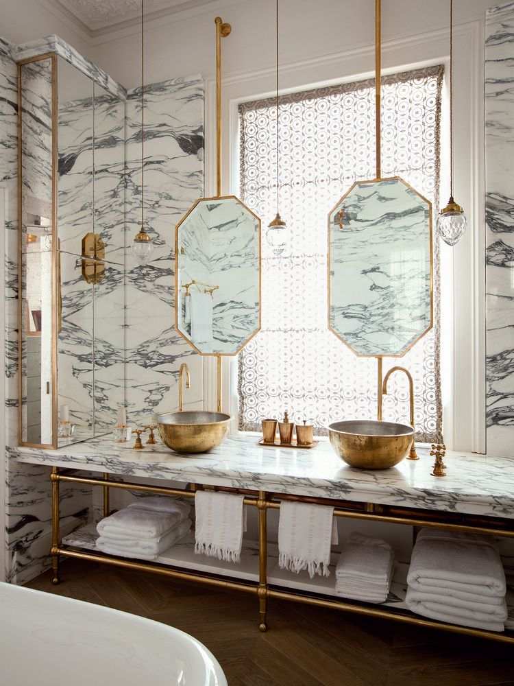 finishing materials in Art Deco bathroom designs