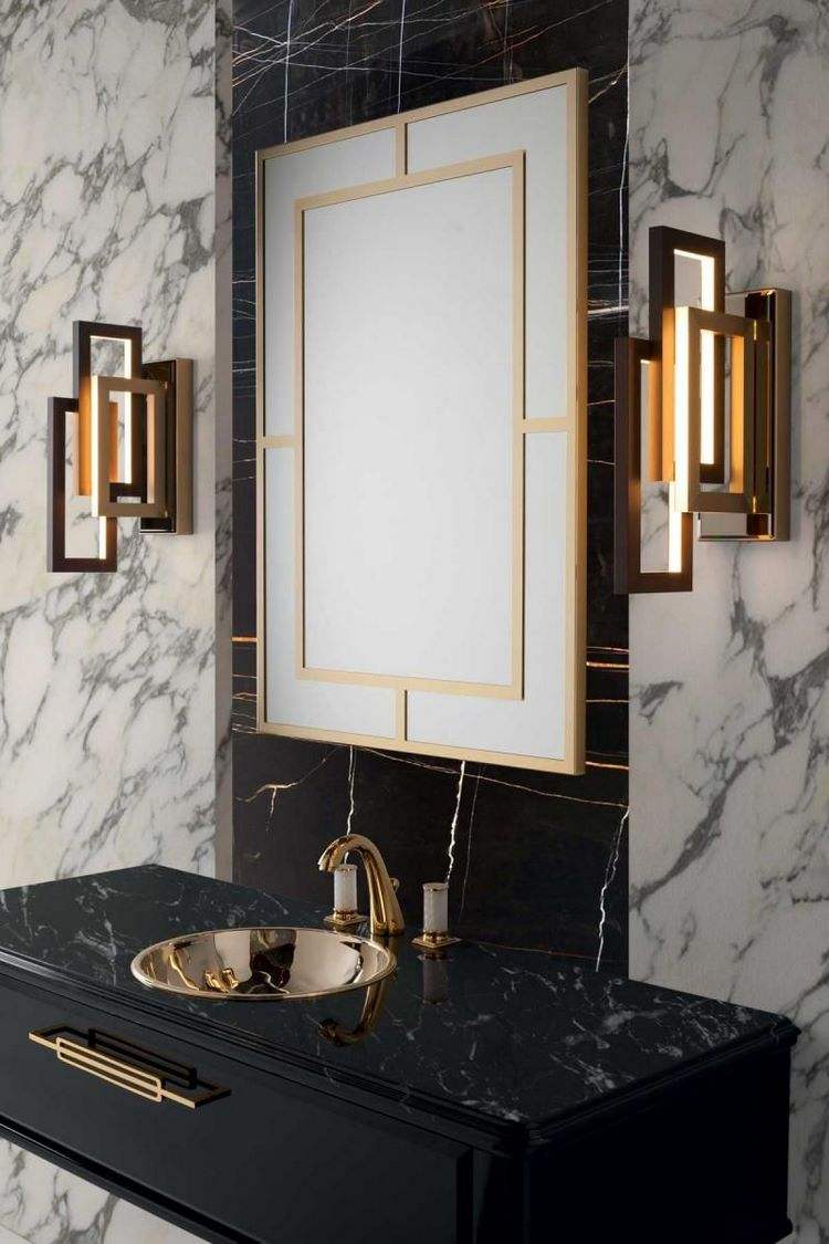 geometric lines in luxurious Art Deco bathroom