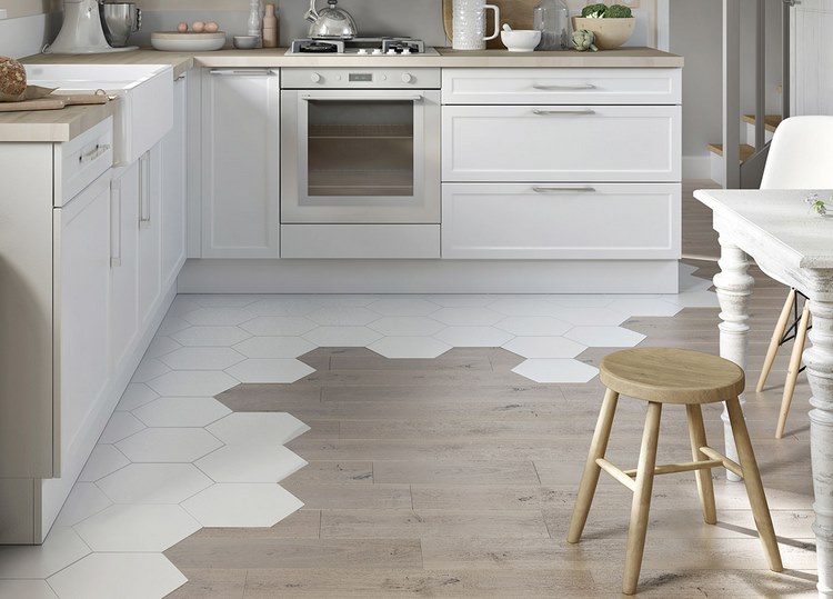 kitchen-flooring-ideas-wood-and-hexagonal-tiles