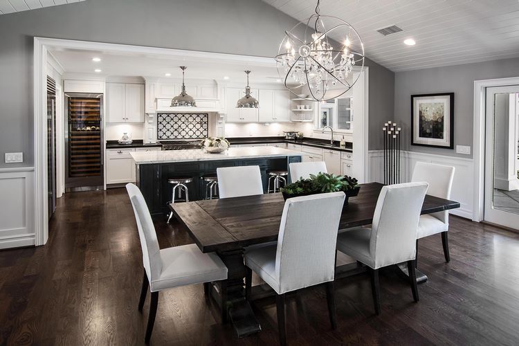 Contrasting Colors In Interior Design, Black Hardwood Floors Dining Room