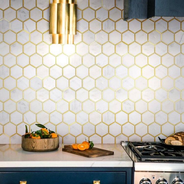 trendy honeycomb tile kitchen backsplash ideas