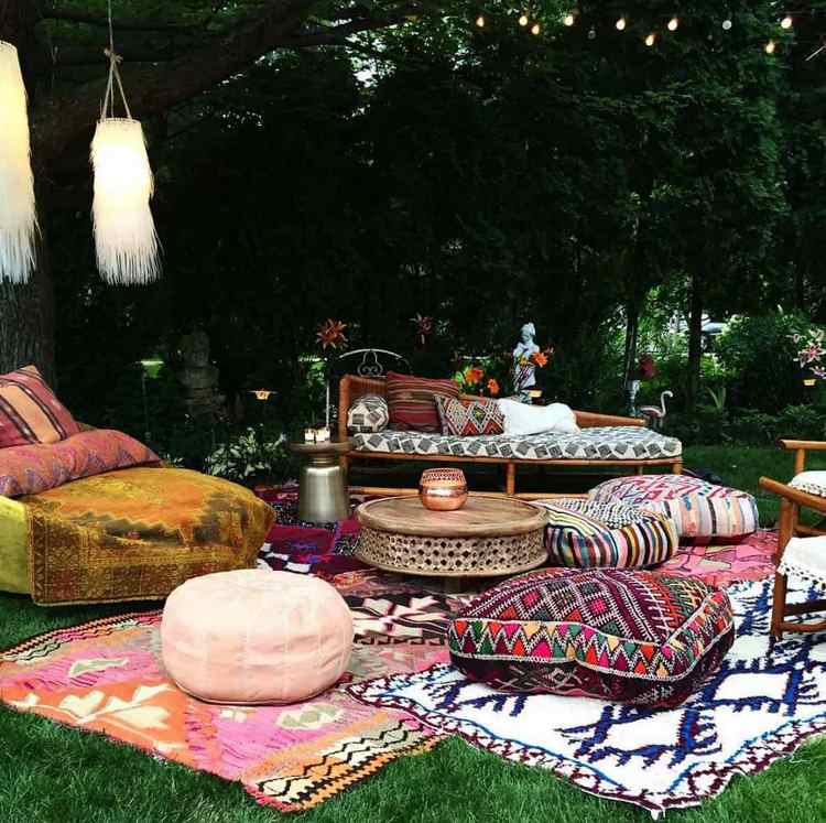 Bohemian garden design ideas ethnic elements textile ideas