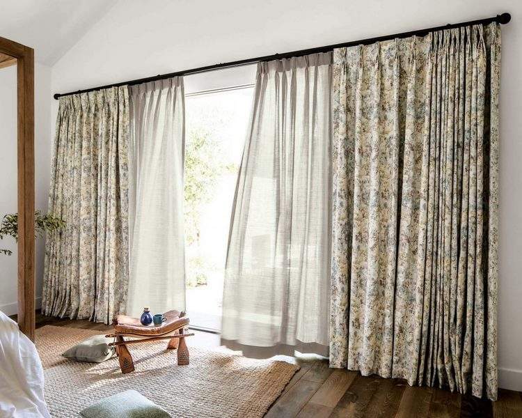 Layered Curtains window treatment sliding doors ideas