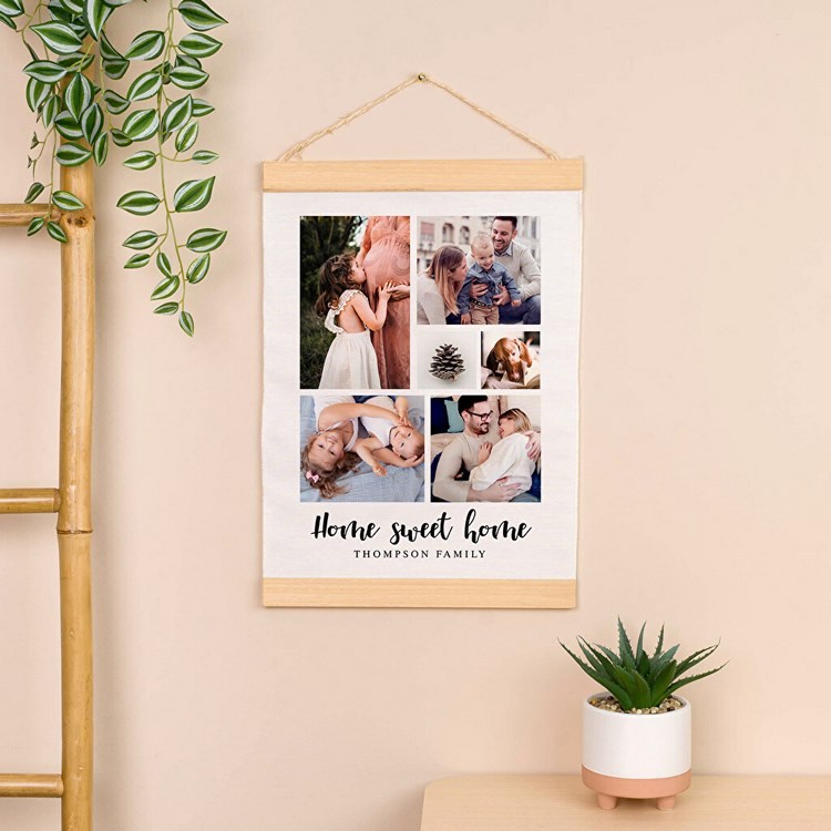 personalised poster with wooden hanger nursery room decor ideas
