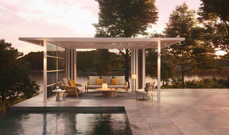 poolside constructions pergola and lounge furniture