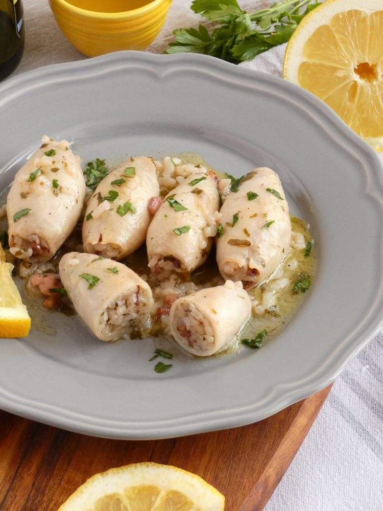 stuffed squid with rice and parsley