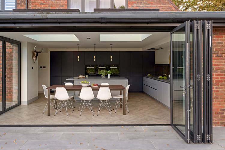 Kitchen extension design with bifolding doors