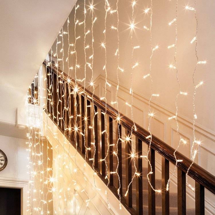 LED Curtain Light Staircase festive decoration ideas