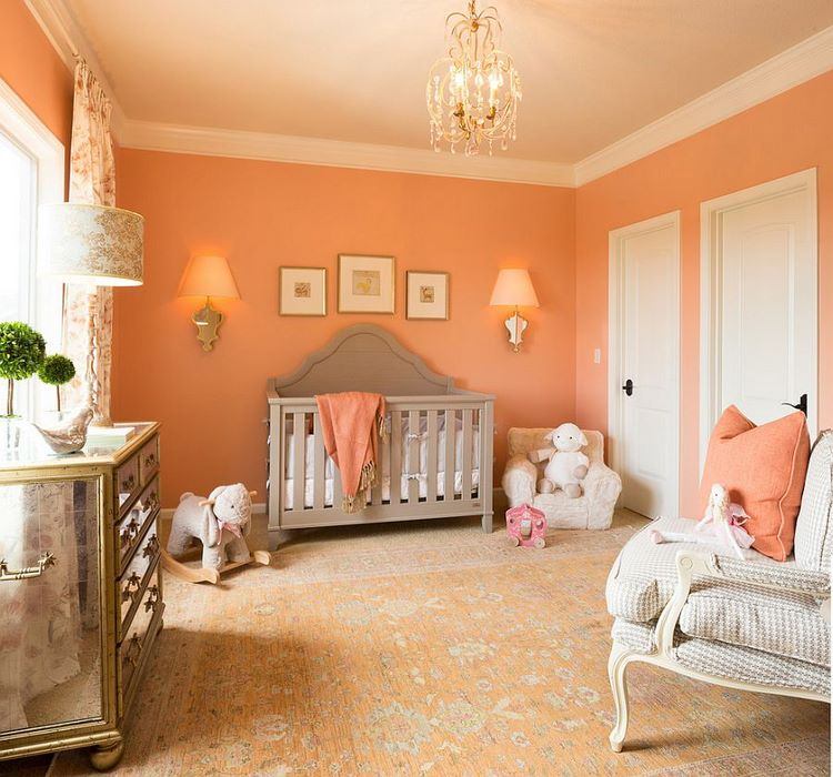 Peach and white is perfect for the baby girl room