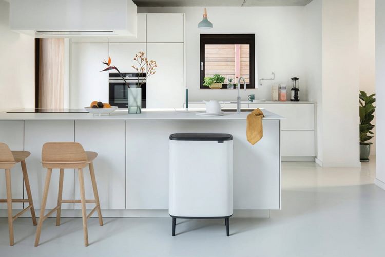 What are modern kitchen trash cans made of