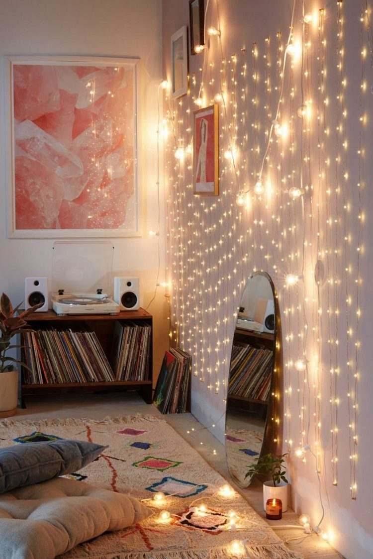 eye catching wall decorating fairy lights ideas