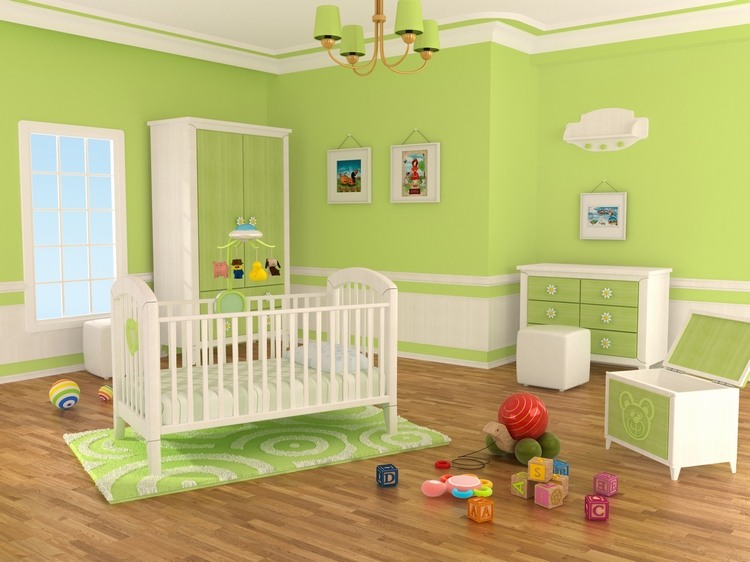 green nursery room decor ideas white crib