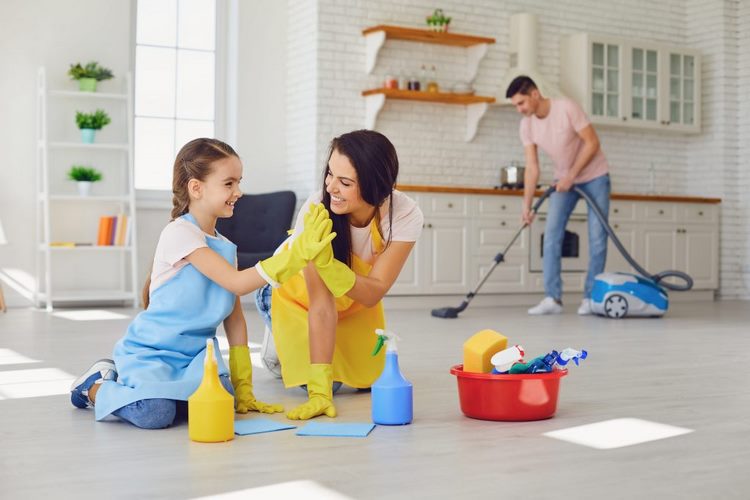 Teamwork is important house chores with kids
