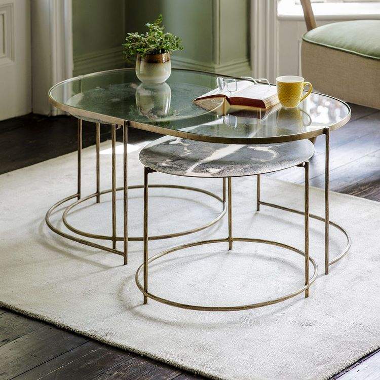 nesting coffee table with glass top