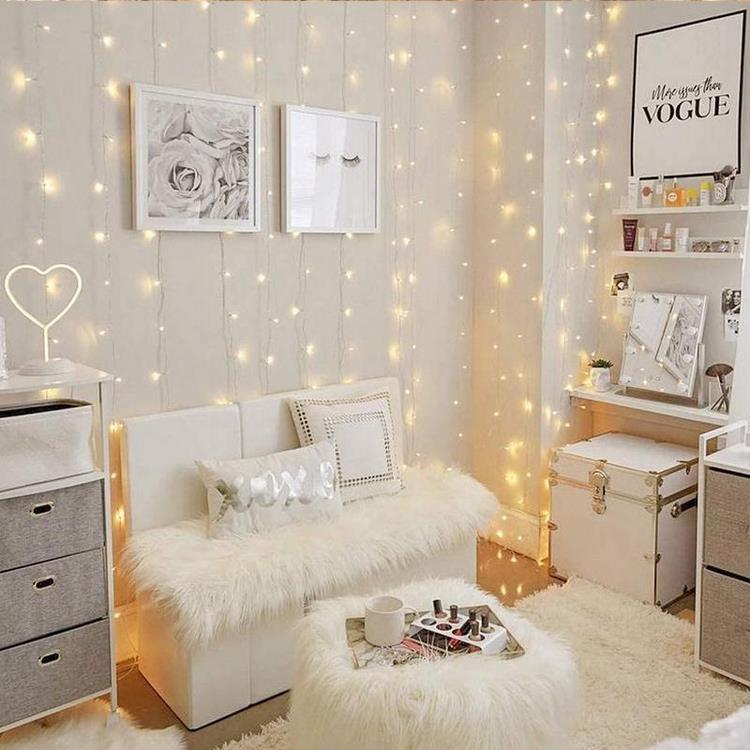 teen bedroom ideas wall decoration with fairy lights