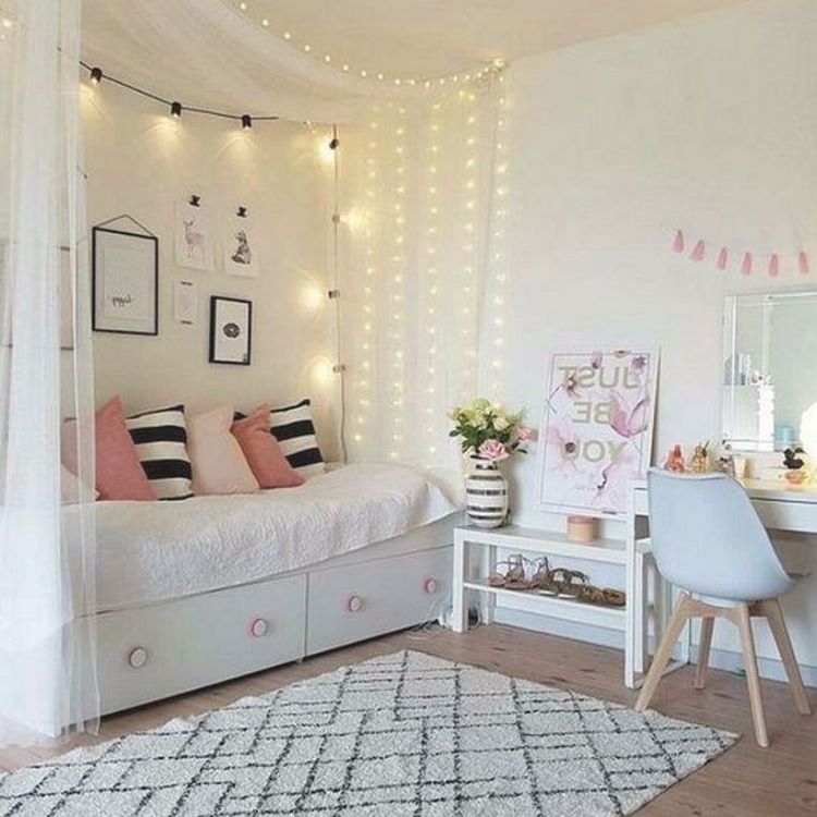 string lights around bed teen girl room design and decorating ideas