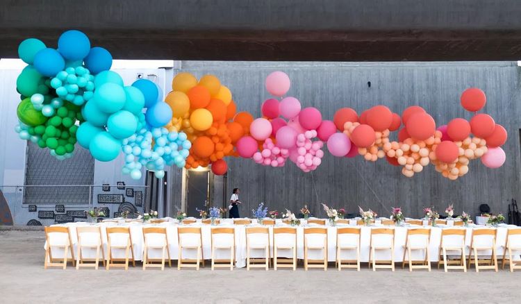 wedding table decor ideas Awesome Rainbow Balloon Arch 