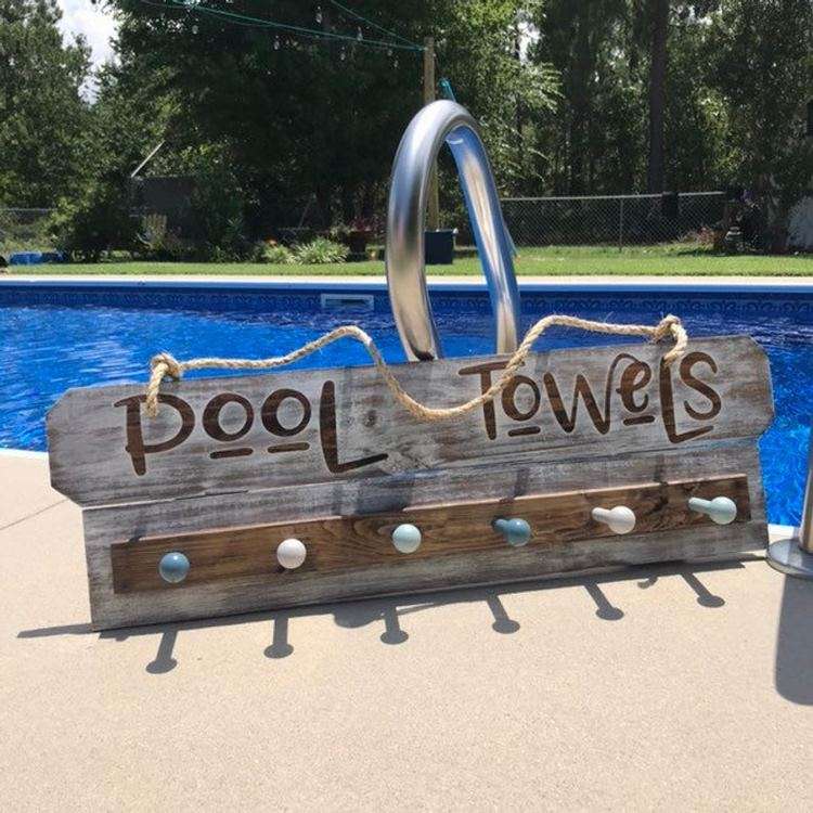 DIY Pool towel wall mounted rack ideas
