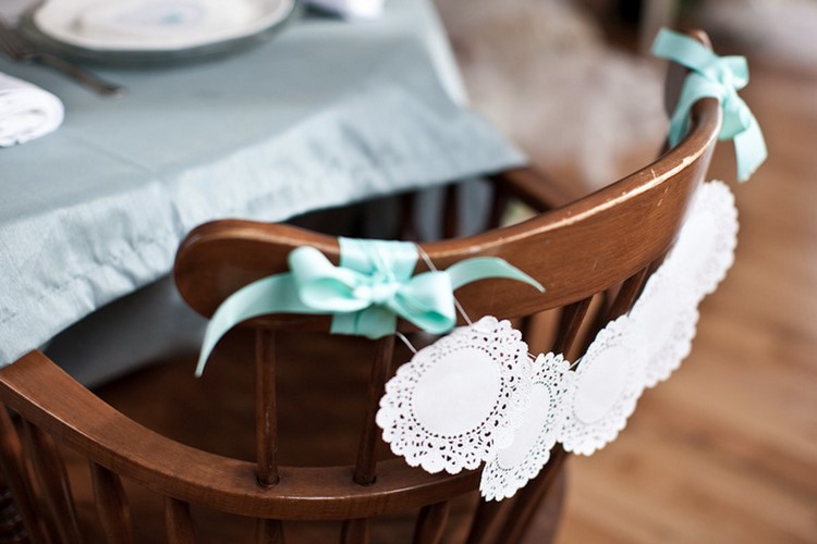 DIY chair decorations with doilies vintage wedding ideas